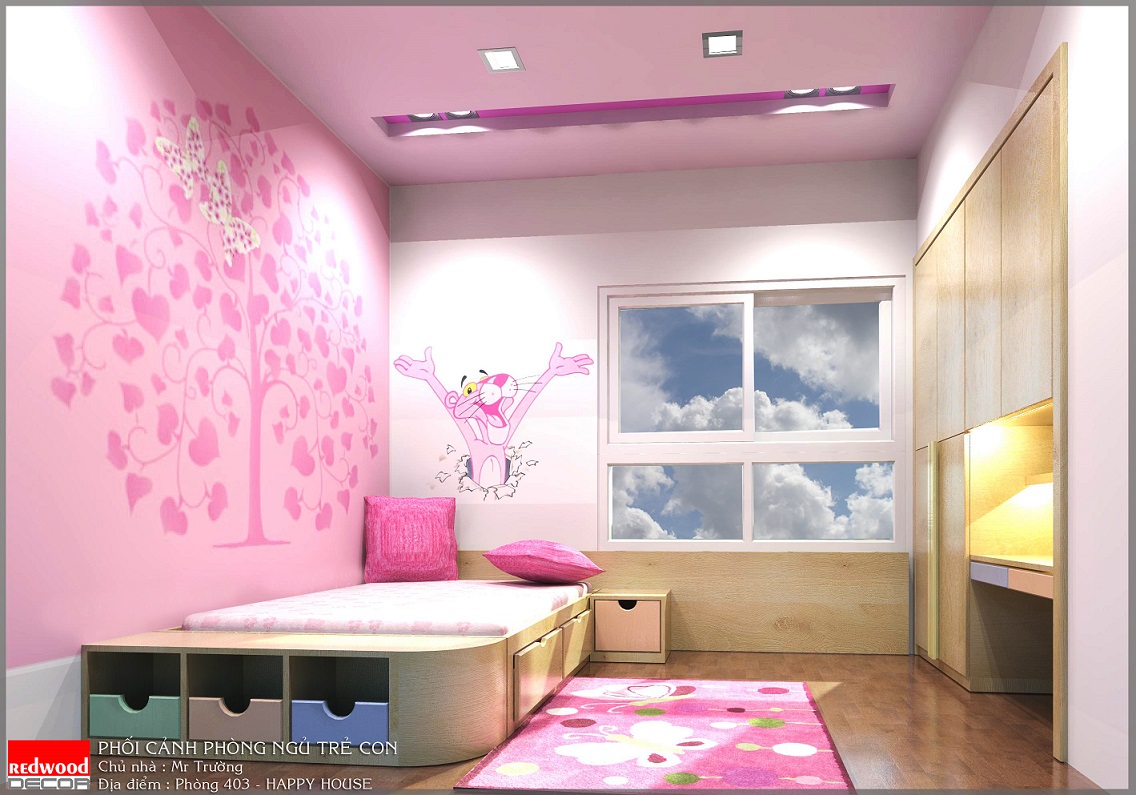 Căn hộ số 03, T11, Happy House Việt Hưng - Phòng ngủ trẻ em với sắc màu sinh động
